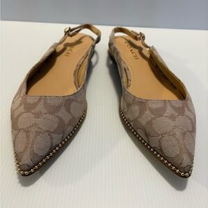 Coach Vae Skimmer Slingback Flats In Signature Jacquard Studded  Loafer Size 9 B